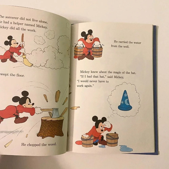 Vintage 1973 The Sorcerers Apprentice Disney World of  Reading Book HC - Picture 10 of 16